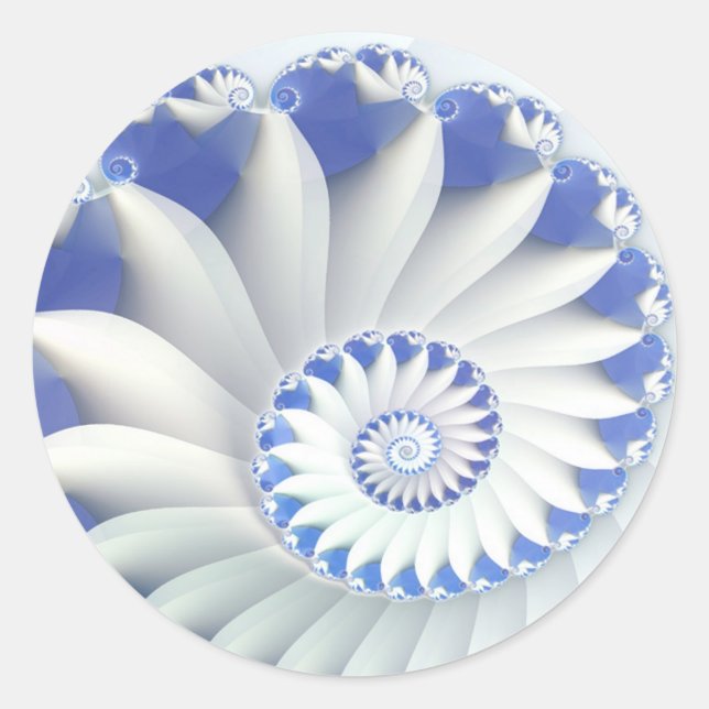 Blue Nautilus Runder Aufkleber (Vorderseite)