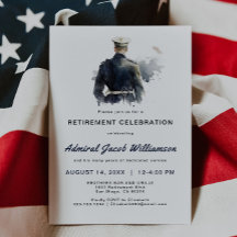 Blue Naval Silouette Ruhestand Einladung