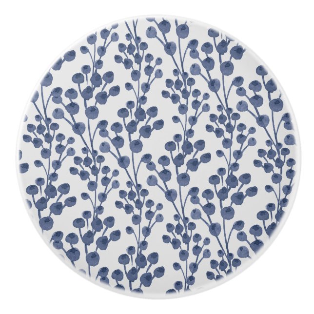 Blue Navy Botanical Keramikknauf (Vorderseite)
