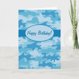 Blue Navy Camouflage Camouflage Happy Birthday Cus Karte