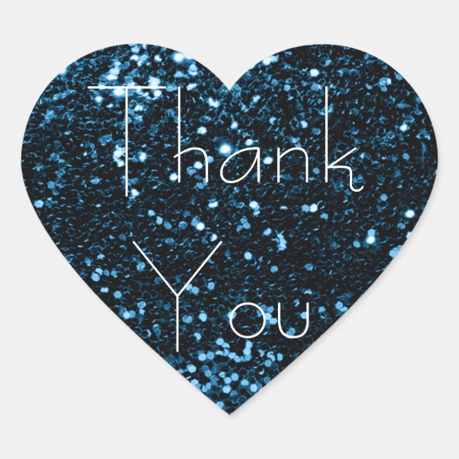 Blue Navy Deep Glitzer Glam Danke Spark Herz-Aufkleber (Vorderseite)