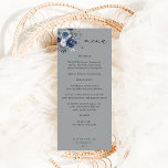 Blue & Navy Floral Tall Menu - Grau Menükarte<br><div class="desc">Entdecken Sie Ihre Hochzeit oder Ihre Party Einladung oder Ihr Thema mit Ihrem schönen Blue & Navy Blauen Blauen Großen Tal Menus. Handgemalt,  Aquarell,  staubblaue und marinierte Blumen und Beeren. Ideal für den Winter,  rustikal,  Herbst,  Strand und blau themed Hochzeiten und Party.</div>