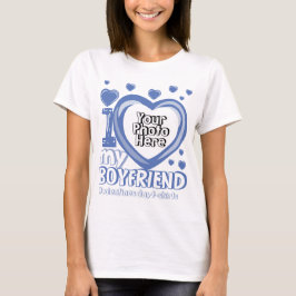 Blue Navy Foto Herz I Liebe Mein Freund T-Shirt