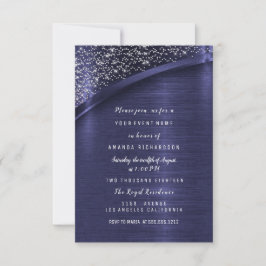Blue Navy Glitzer Brautparty Birthday Sweet 16t Einladung