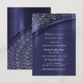 Blue Navy Glitzer Brautparty Birthday Sweet 16t Einladung