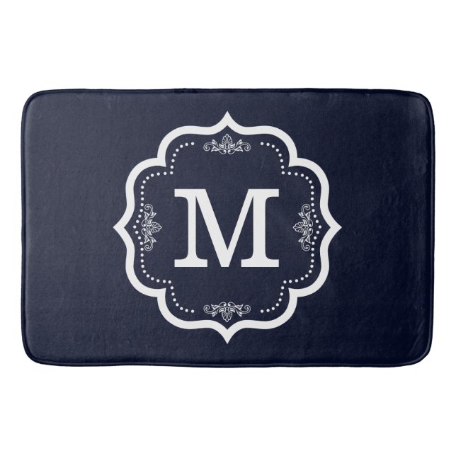 Blue Navy Monogram Badematte (Vorderseite)