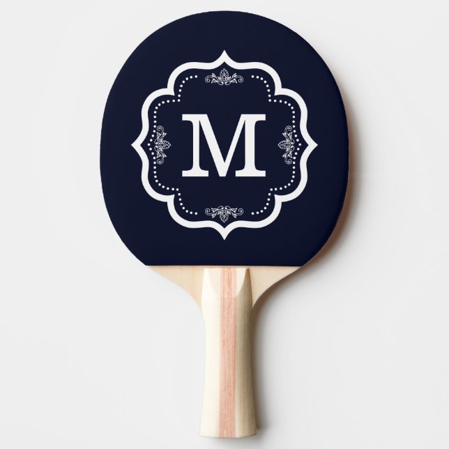 Blue Navy Monogram Tischtennis Schläger (Vorderseite)
