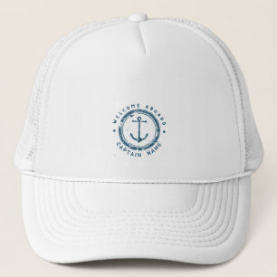 Blue Navy Nautic Anchor Yacht Club Schiff Retro Na Truckerkappe
