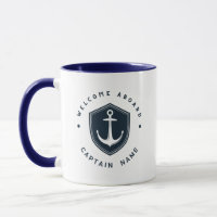 Blue Navy Nautic Anchor Yacht Club Segeln Name