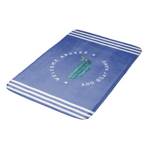 Blue Navy Nautical Anchor Yacht Club segelt Whale Badematte