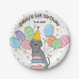 Blue Neapolitan Mastiff Dog Birthday Party Pappteller