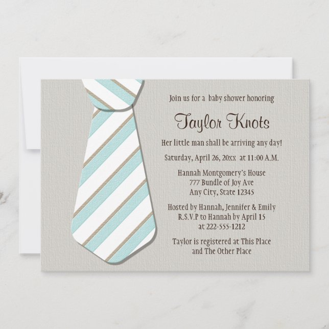 Blue Necktie Little Man Babydusche Einladungen (Vorderseite)