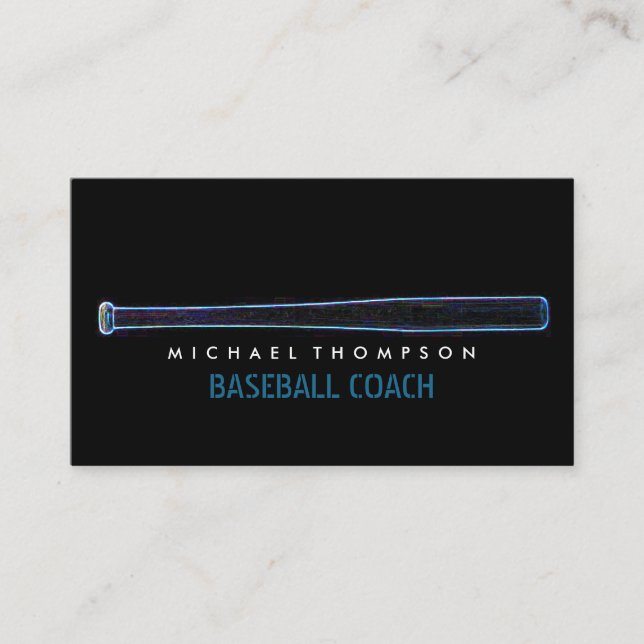Blue Neeball Baseball Bat, Baseball Player, Busbus Visitenkarte (Vorderseite)