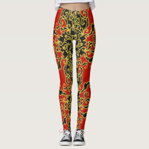 Blue Neon Abstrakt Line Art Trendy Red Leggings