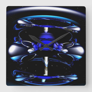 Blue Neon Clock Quadratische Wanduhr