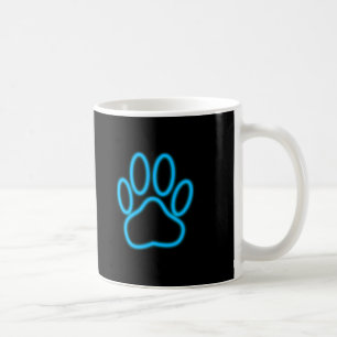 Blue Neon Dog Paw Print Kaffeetasse