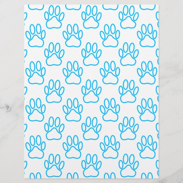 Blue Neon Dog Paw Print Pattern (Vorderseite)
