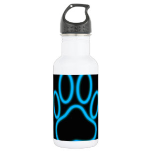 Blue Neon Dog Paw Print Trinkflasche