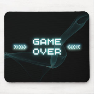 Blue Neon Game Over Mousepad
