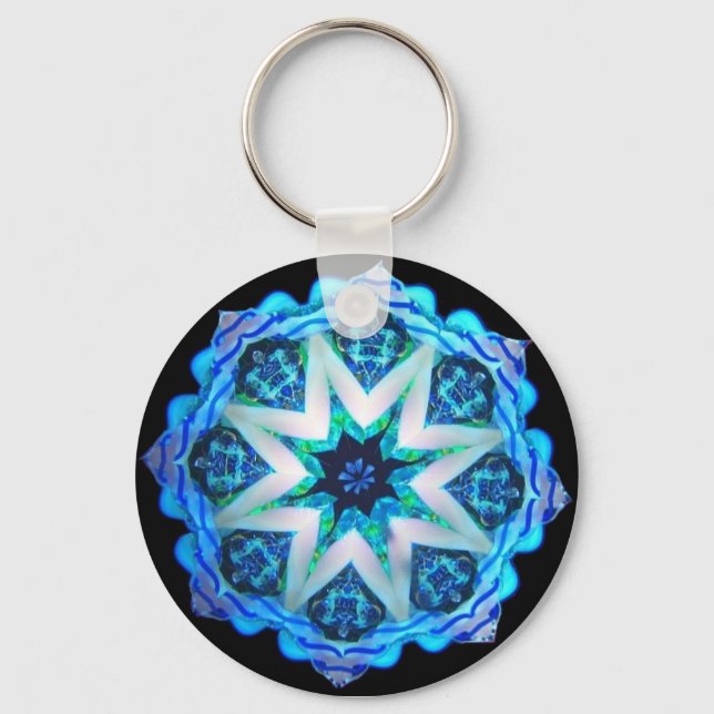 Blue Neon Kaleido-Star Schlüsselanhänger (Vorderseite)