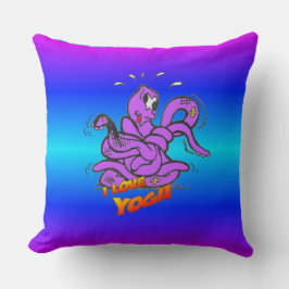 Blue Neon Light Funny Yoga Octopus Throw Kissen