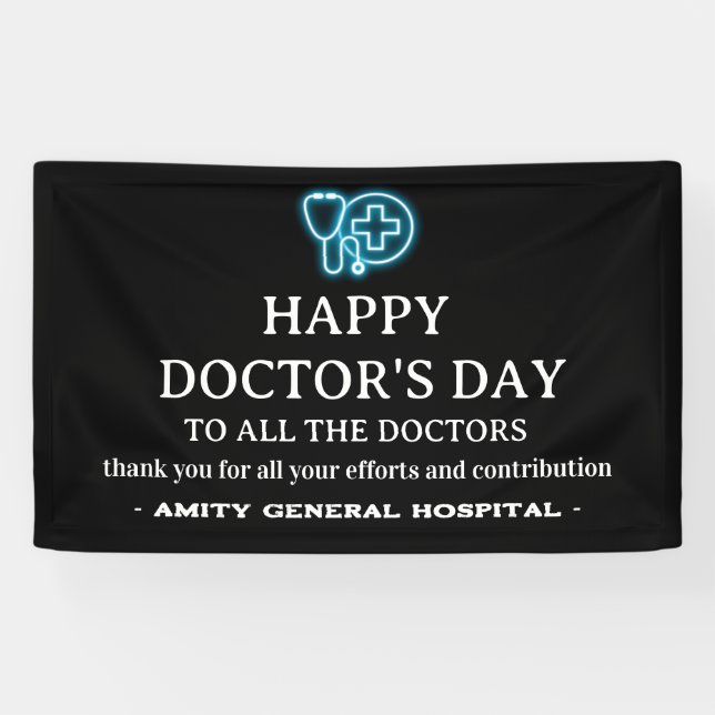 Blue Neon National oder International Doctor Day Banner (Horizontal)