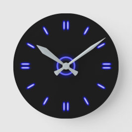Blue Neon Runde Wanduhr