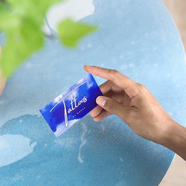 Blue Neon Tattoos Script Visitenkarte (Von Creator hochgeladen)