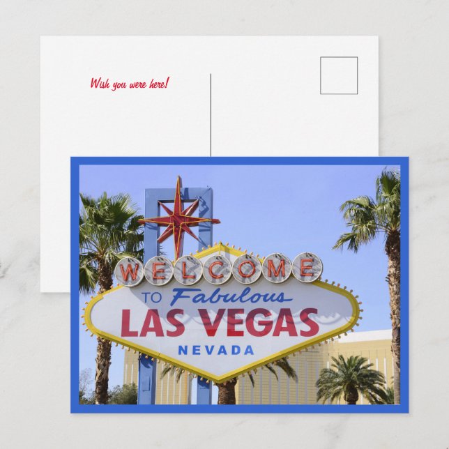 Blue Nevada Welcome Sign Las Vegas Postkarte (Vorne/Hinten)