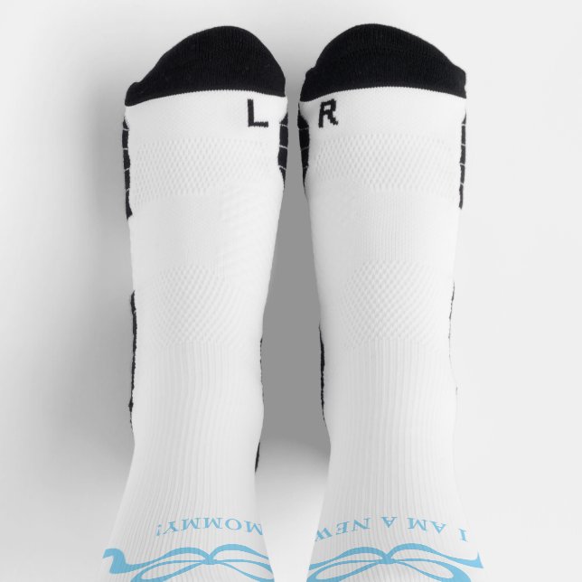 Blue New Mom Baby Boy Bows Retro Modern Gift Socken (Oben)