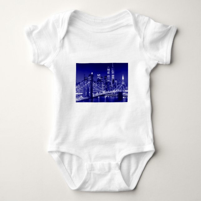 Blue New York City Night Baby Strampler (Vorderseite)