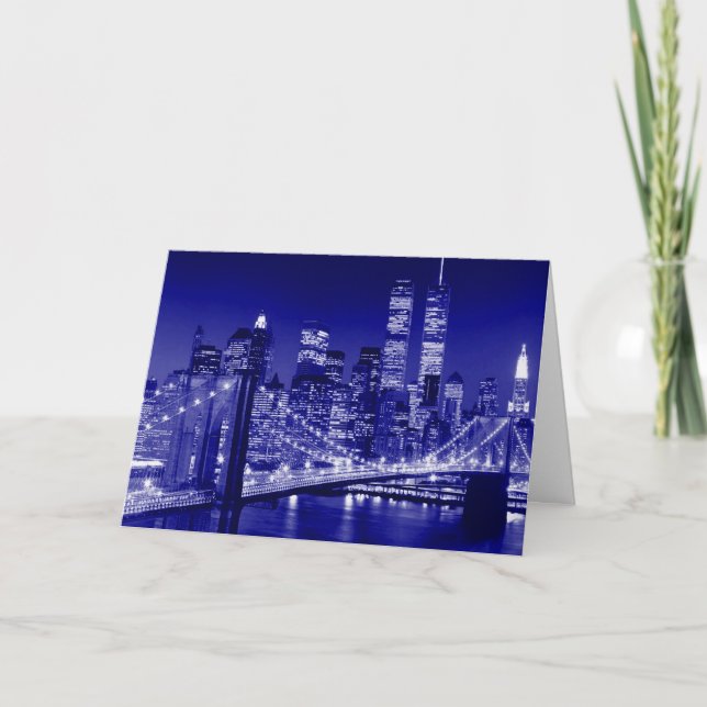 Blue New York City Night Karte (Vorderseite)