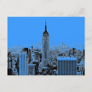 Blue New York City Night Postkarte