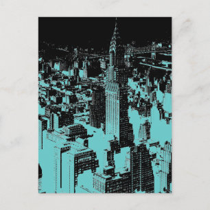 Blue New York City Night Postkarte
