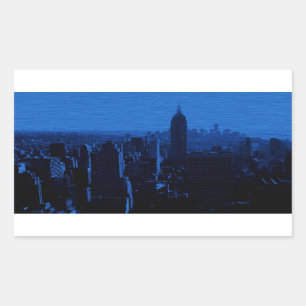 Blue New York City Night Rechteckiger Aufkleber