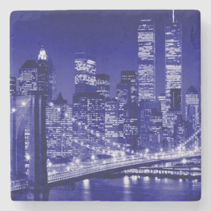 Blue New York City Night Steinuntersetzer
