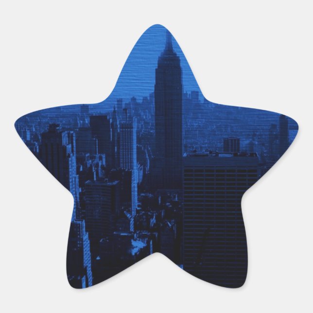 Blue New York City Night Stern-Aufkleber (Vorderseite)