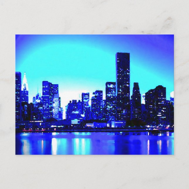 Blue New York City Postkarte (Vorderseite)
