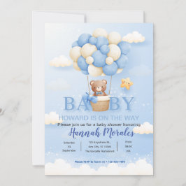 Blue Niedlich Baby Bear Baby Shower Einladung