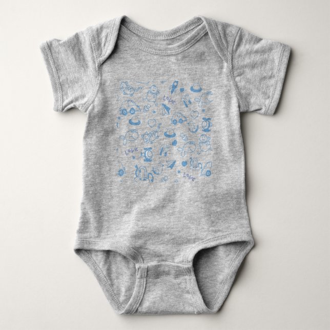 Blue Niedlich Baby Pattern T - Shirt (Vorderseite)