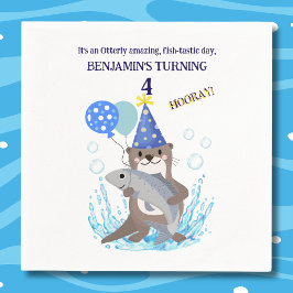 Blue Niedlich Boy Sea Otter Geburtstagsparty Serviette
