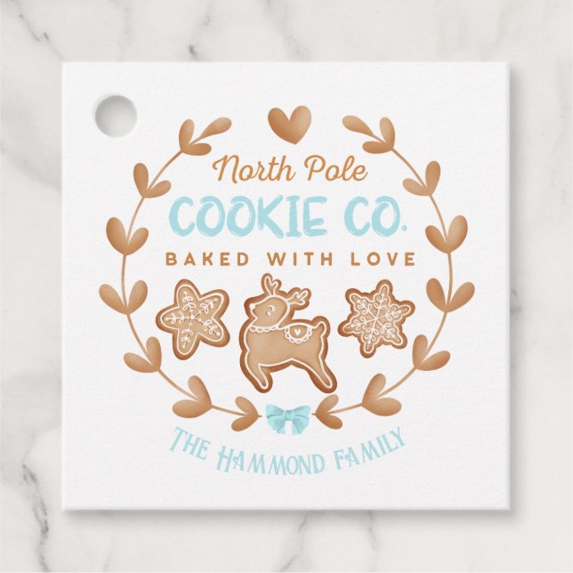 Blue Niedlich Gingerbrot Weihnachtskochtopf tausch Geschenkanhänger (Vorderseite)