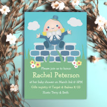 Blue Niedlich Humpty Dumpty Baby Shower Einladung