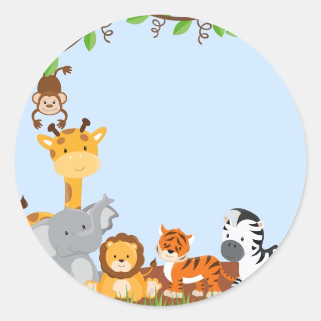 Blue Niedlich Jungle Baby Sticker (Vorderseite)
