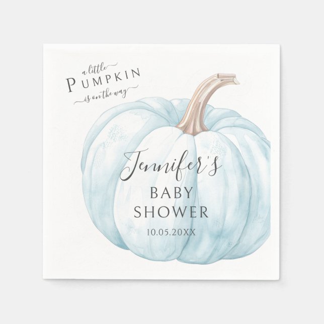 Blue Niedlich Little Pumpkin Autumn Baby Boy Dusch Serviette (Vorderseite)