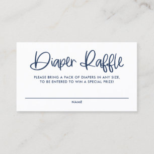 Blue Niedlich Modern Calligraphy Diaper Raffekarte Visitenkarte