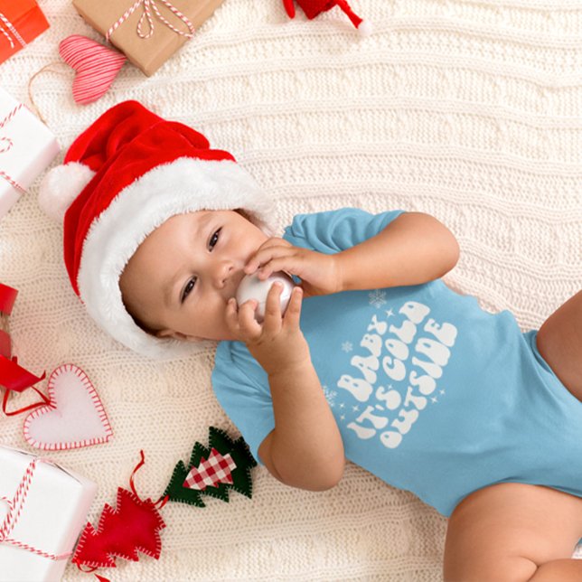 Blue Niedlich Modern Elegant Minimal Stilvolle Win Baby Strampler (Blue Cute Modern Elegant Minimal Stylish Winter Baby Bodysuit)