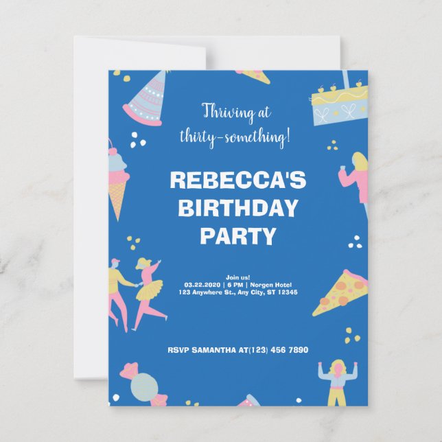 Blue niedlich & quirlige Eis Pizza Geburtstagspart (Vorderseite)