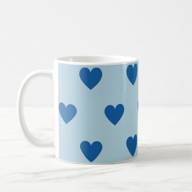 Blue Niedlich Simple Heart Pattern Kaffeetasse (Links)