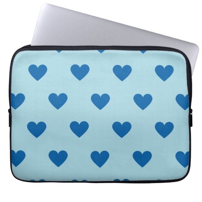 Blue Niedlich Simple Heart Pattern Laptopschutzhülle (Vorderseite)
